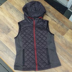 Michael Kors hoodie Vest S puffer quilted Gray Red Full Zip